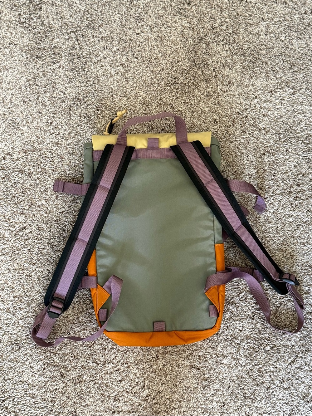 Topo Designs Colorblock Backpack - Yellow/Olive/Orange with Purple Accents - Picture 2 of 4